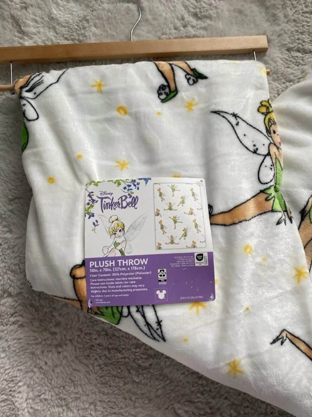 Disney TinkerBell Poses White‎ Soft Throw Blanket 50” X 70” VIRAL NEW